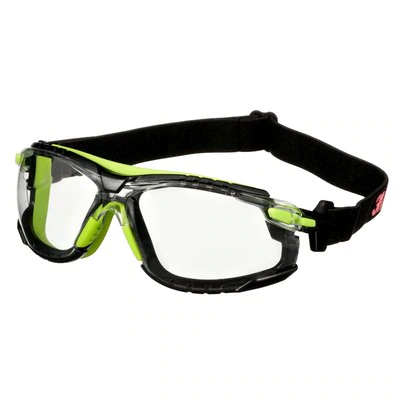 3M™ Solus™ 1000 Schutzbrille, grün/schwarze Bügel, Scotchgard™ Anti-Fog-/Antikratz-Beschichtung (K&N), transparente Scheibe, TPE-Dichtung und Kopfband, S1201SGAF-TSKT-EU