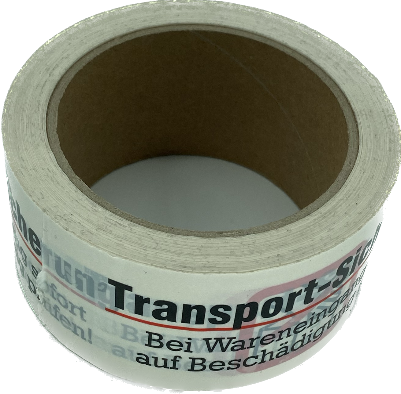 PVC-Warnklebeband, 50mm x 66m, weiß, "Transportsicherung ‐ Bei Wareneingang sofort auf Beschädigung prüfen!"