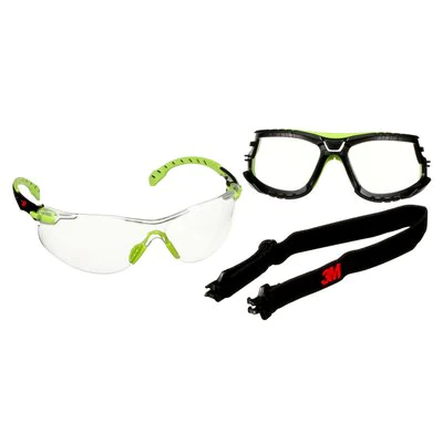 3M™ Solus™ 1000 Schutzbrille, grün/schwarze Bügel, incl. 1 x Kopfband / 1x Schaumrahmen