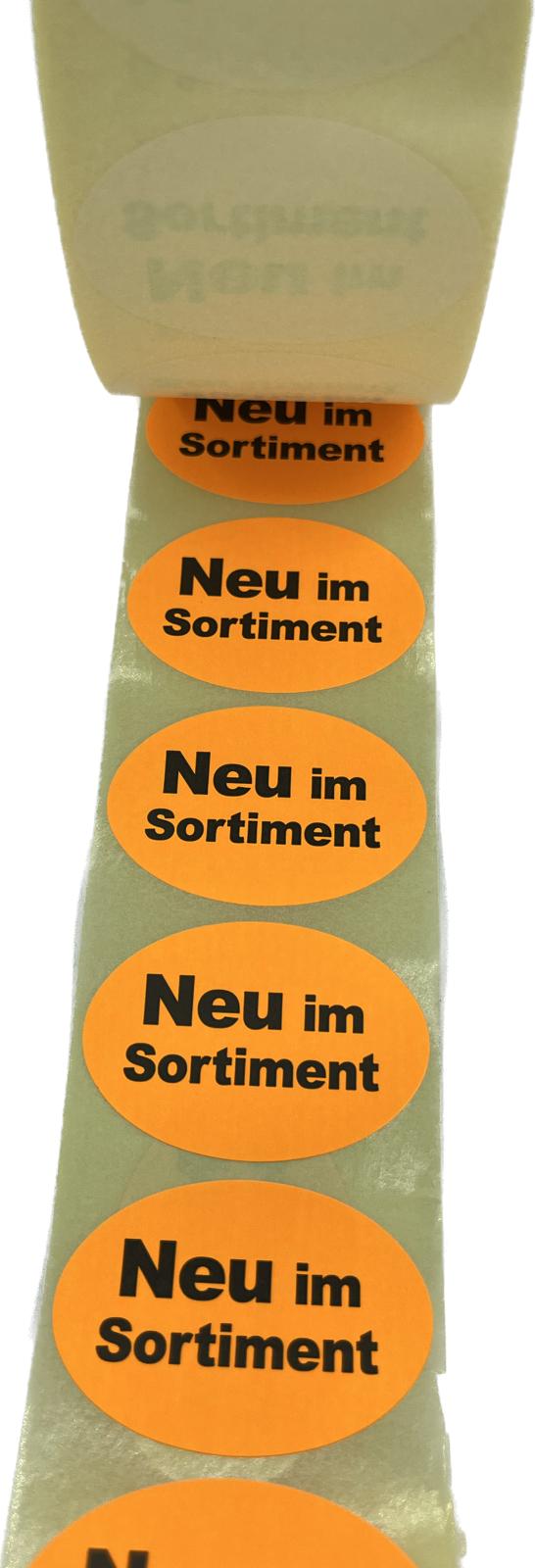 Haftetiketten "Neu im Sortiment", orange