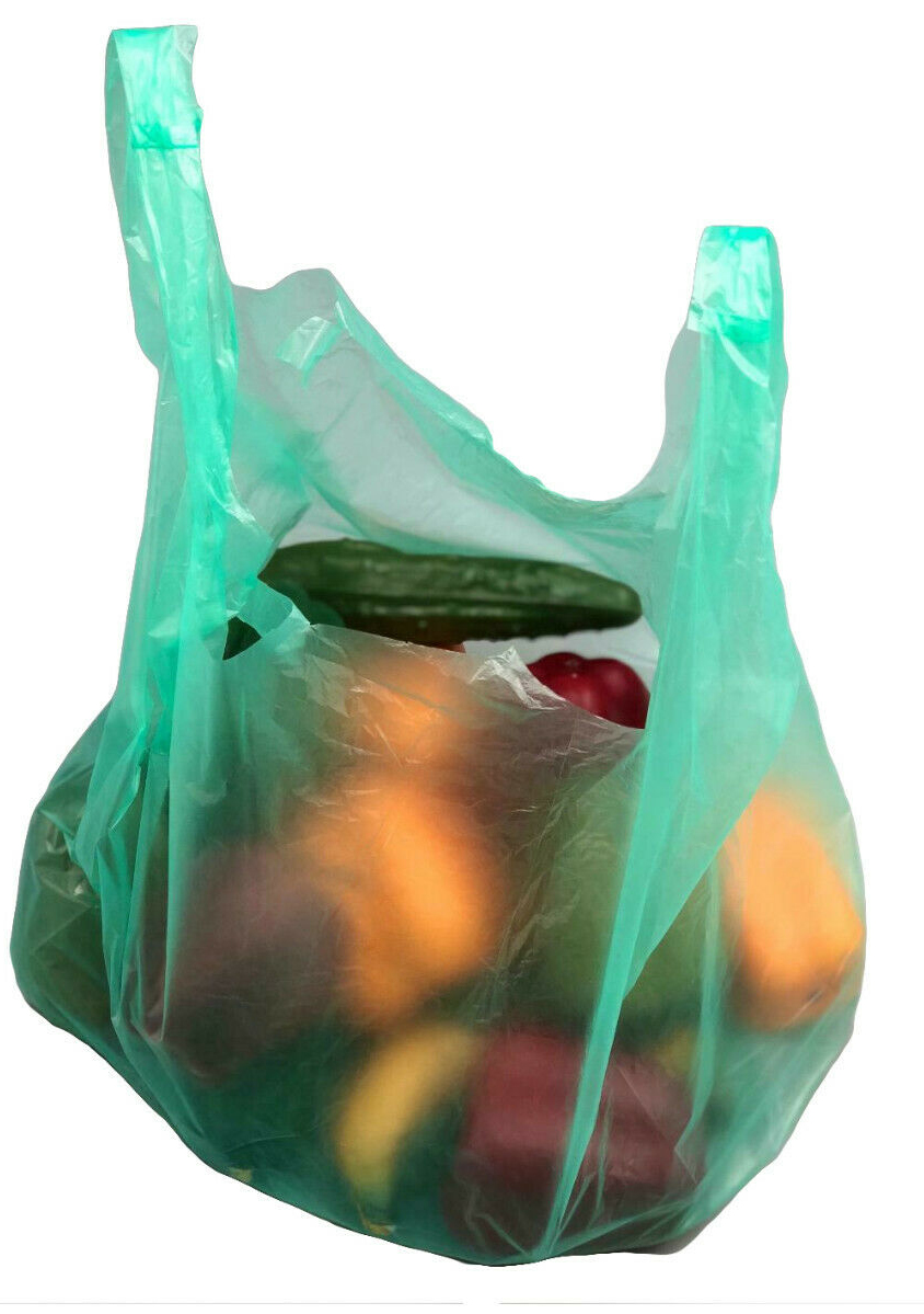 Shopper-Bags 15my, 330+180x550mm, grün, geblockt